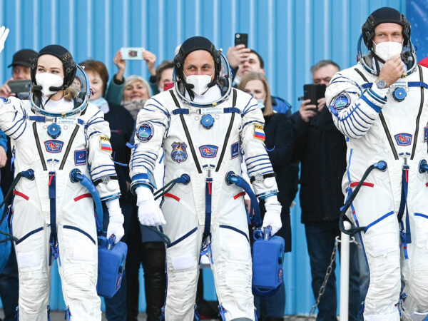 A Russian crew is shooting the first feature film on the ISS